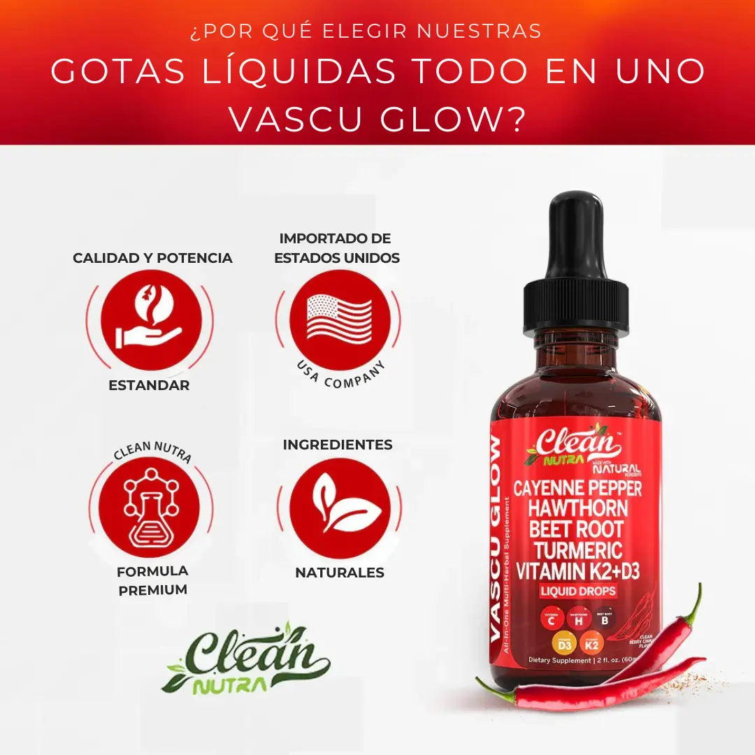 Vascu Glow * Activa tu circulación y siente tus piernas mas ligeras desde la primera gota.