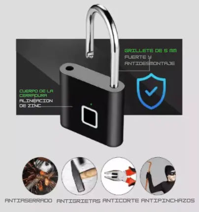 Candado de seguridad con huella digital