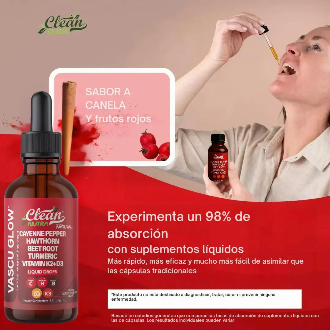 Vascu Glow * Activa tu circulación y siente tus piernas mas ligeras desde la primera gota.