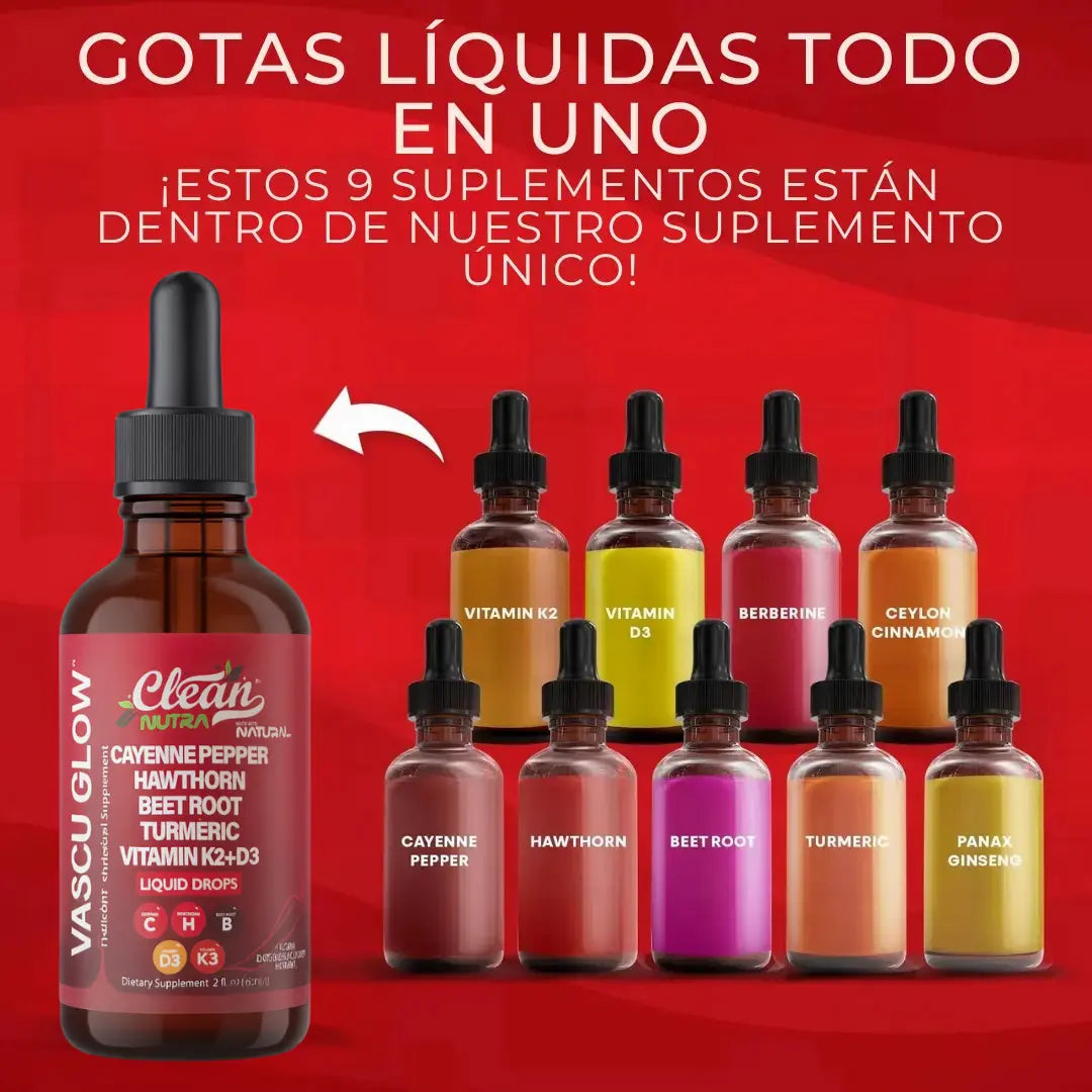 Vascu Glow * Activa tu circulación y siente tus piernas mas ligeras desde la primera gota.