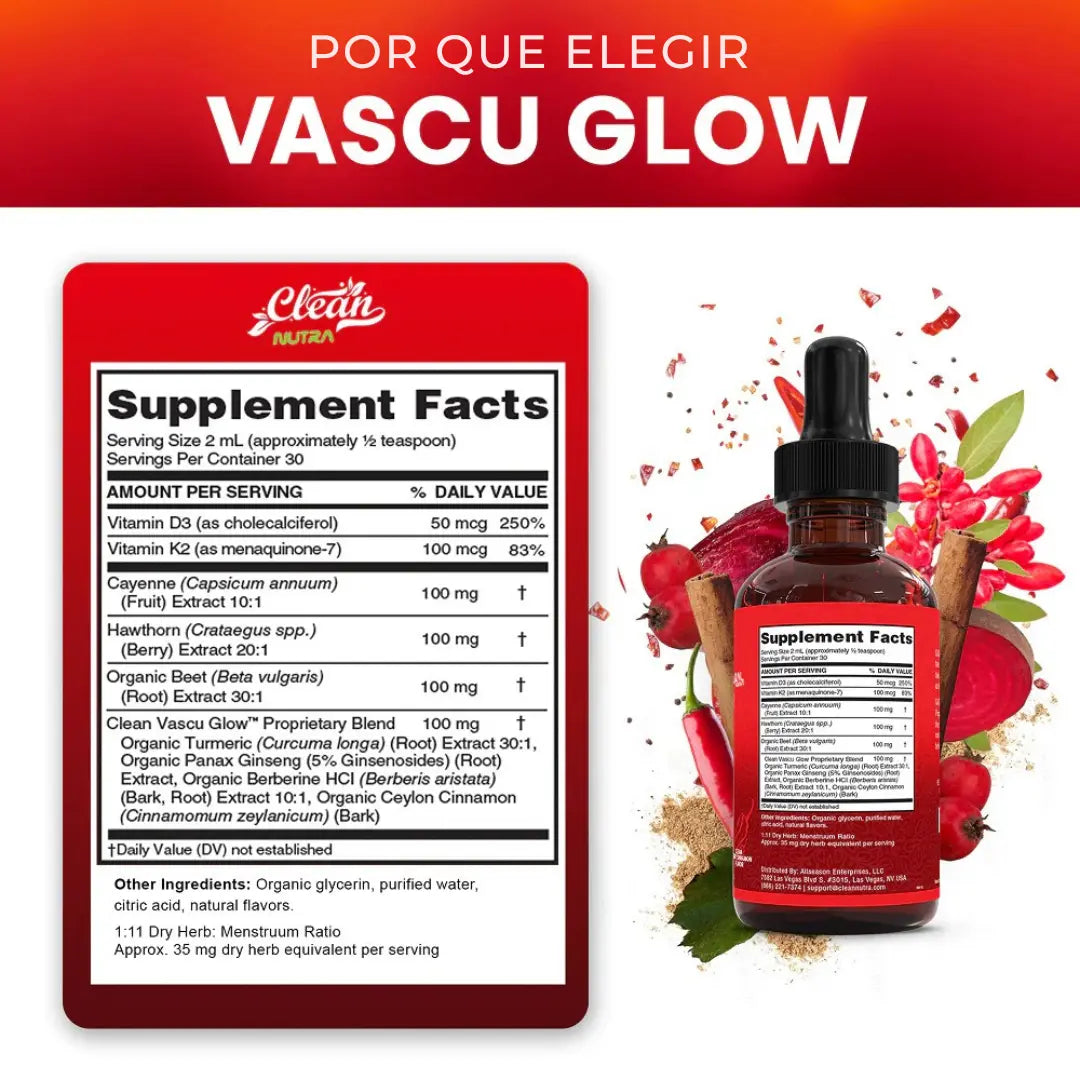 Vascu Glow * Activa tu circulación y siente tus piernas mas ligeras desde la primera gota.